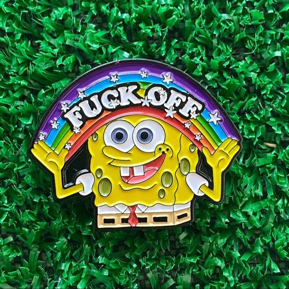 Spongebob LGBT Fuck Off Enamel Pin/ Brooch Lapel - Picture 6 of 6